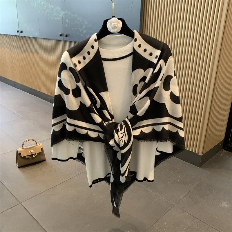 Small plaid linen scarf women's summer new sunscreen large square scarf thin silk scarf with shawl