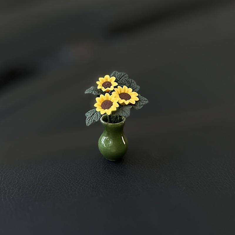 Cute Car Interior Decoration Mini Sunflower Vase Auto Center Console Decoration Ornaments for Car Gifts Accessories