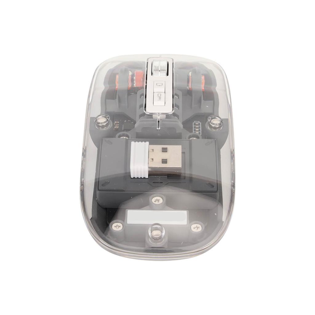 Wireless 2.4G Bluetooth Transparent Mouse 2400 DPI Rechargeable 400mAh RGB Colorful Wireless Mouse Gray