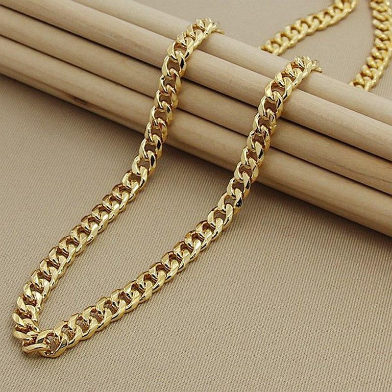 In-Stock 6MM Width Gold Plating Brass Cuban Link Chain Necklaces for Women Men Gifts Jewelry