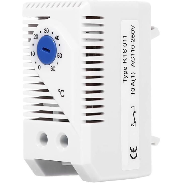 Mechanical Thermostat, KTS011 0-60°C Adjustable Compact Normally Open/Closed Temperature Controller Switch 1pc(KTS011)