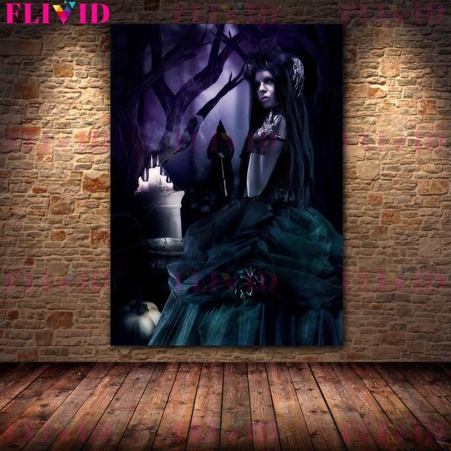 The Temptation of Witches Retro Mural Art Oil Painting "Witch's Heart" Night Poster
