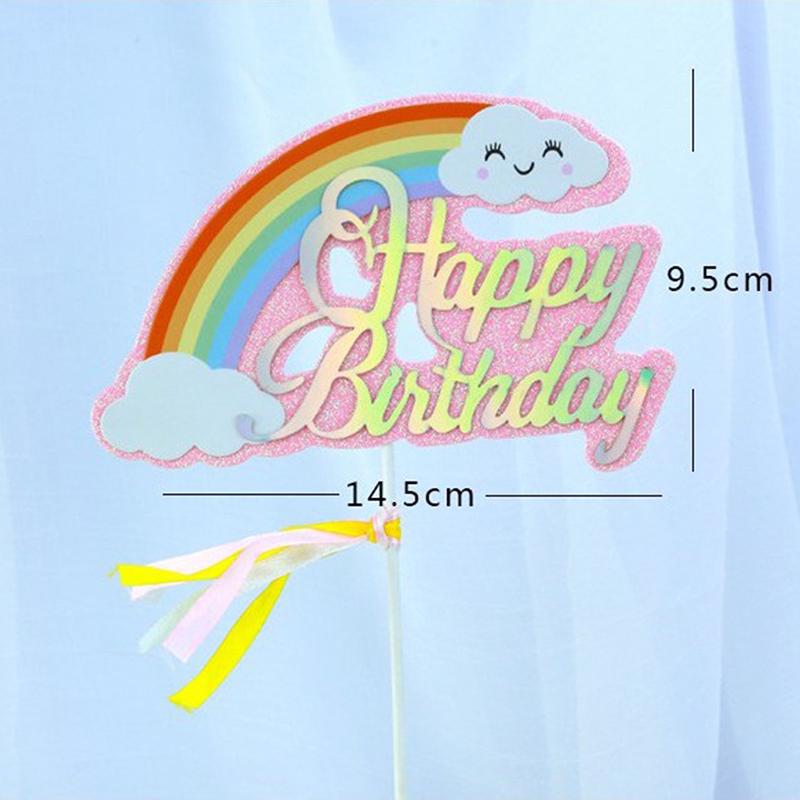 Buon compleanno Torta Topper Arcobaleno Cupcake Toppers Party Home Cake Decorazioni