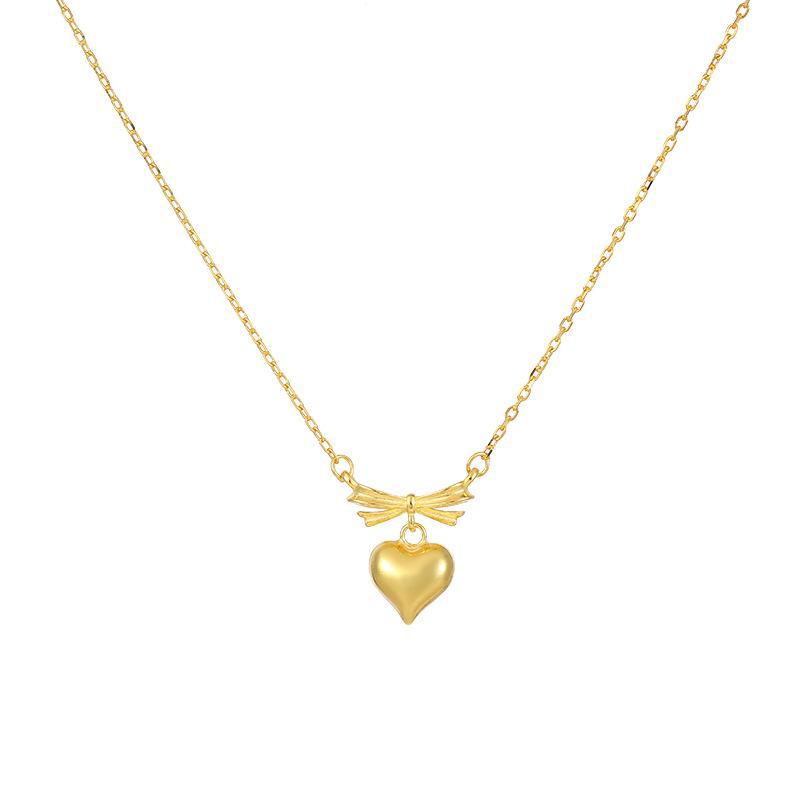 Banyan Tree S925 Silver Korean Bow Love Pendant Necklace for Women - Sweet Princess Clavicle Chain Gift.