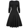 Women  Party Dress Flower Lace Insert Mock Button Bowknot Vintage Dress