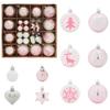 Christmas Ornament Set 40 Pcs White and Pink Plastic