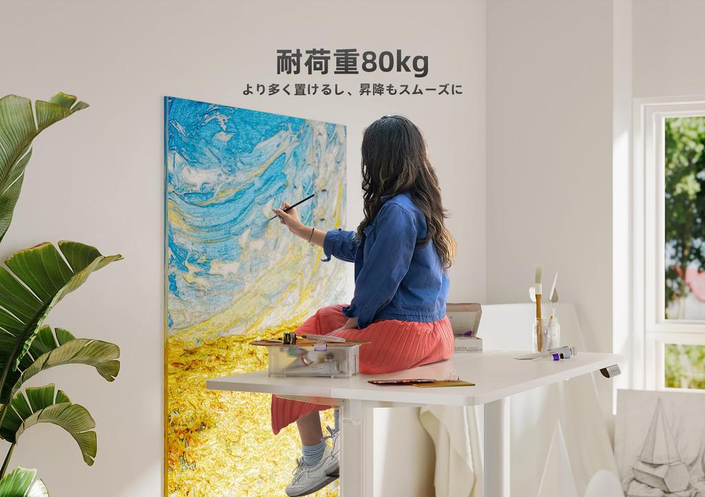 Claiks Elevating Electric Standing Elevating Width 160cm X Depth Office Home Computer Height Memory White Top Split Top Board Desk, Desk, Table, 60cm,