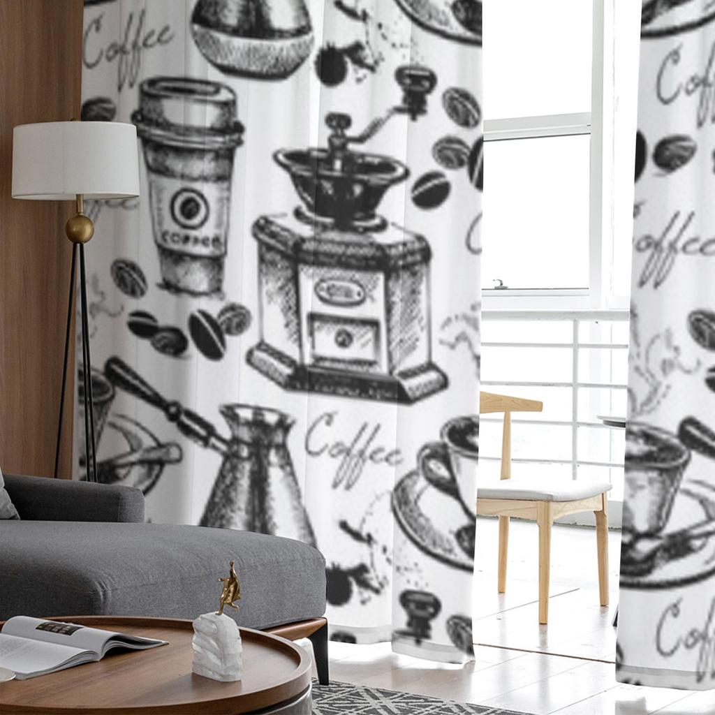 Vintage Coffee Sheer Curtains for Living Room Transparent Tulle Window Treatments Bedroom Kitchen Home Decor Veil Drapes