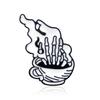 Skull Hand Coffee Cup Brooch: Trendy Punk Design