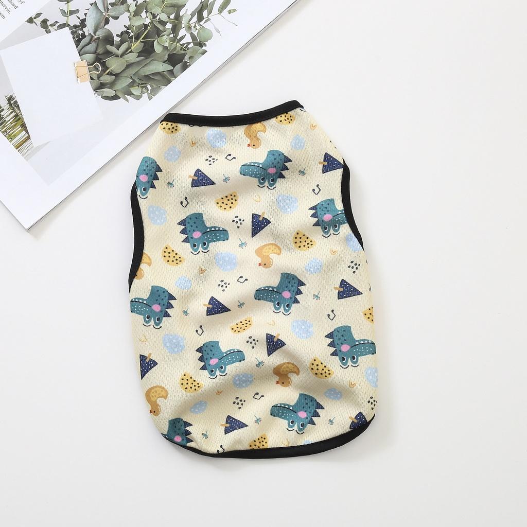 Dinosaur Printed Dog Vest Breathable Dog Clothes for Shih Tzu Thin Puppy Cat Tshirt Pet Cloth