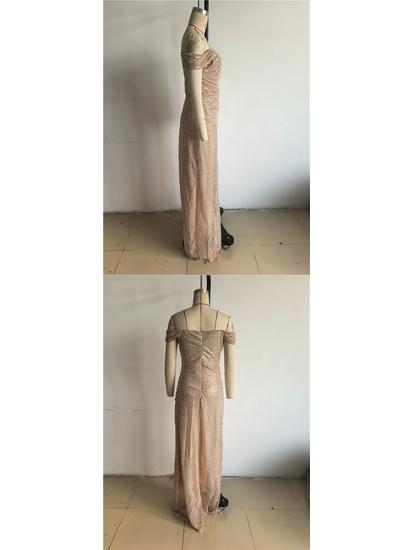 Europäisches & Amerikanisches One-Shoulder Pailletten-Schlitzkleid - Damen Freizeit Party Mode