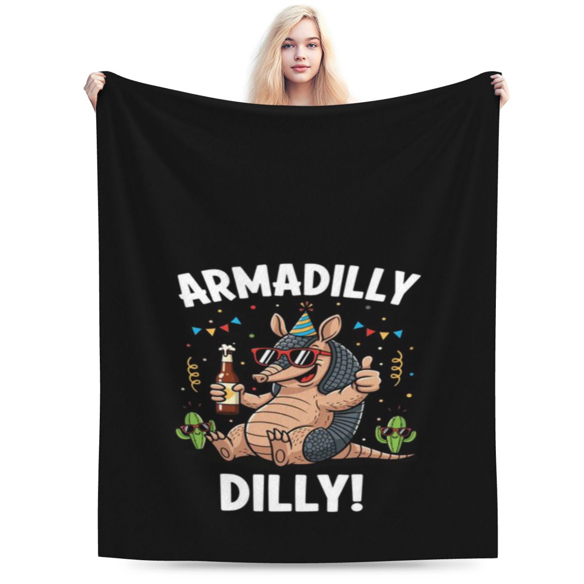 Funny Armadilly Dilly Texas Armadillo Party Drinking Pun Personalized Warm Gift An UltraSoft Micro Fleece Blanket 75x100cm 30x40in