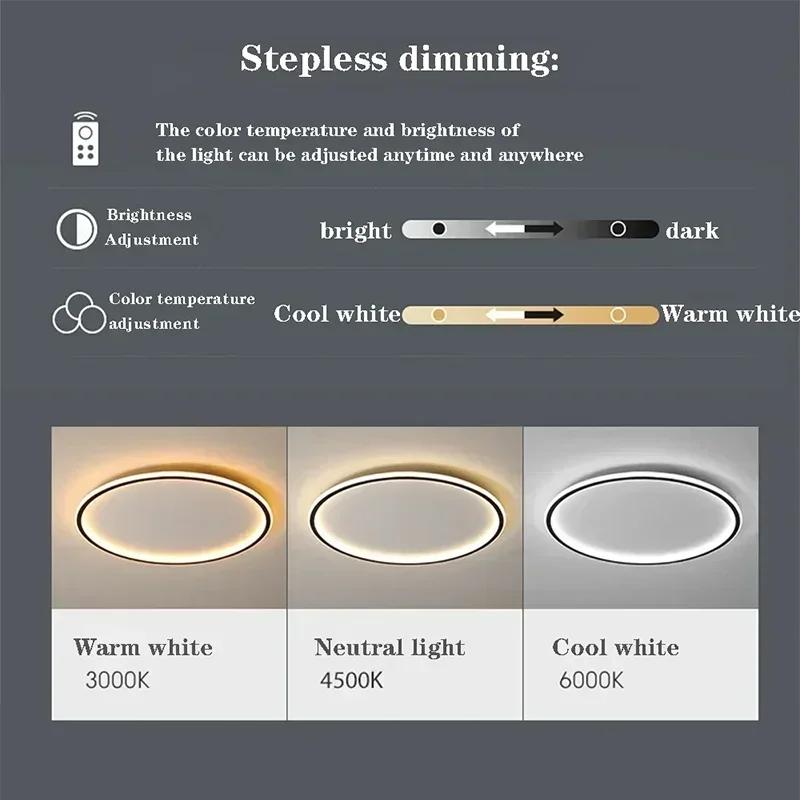 bedroom ceiling light Nordic circular LED ceiling light 30/50/80CM living room study ultra-thin black white gold room decoration