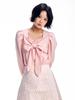 ADOREBELLE Ribbon Tie Blouse - Pink