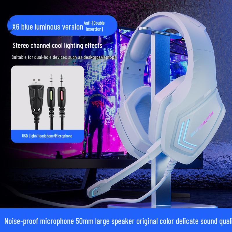 USB Gaming Headset with Noise Cancelling and Cool Lighting Effects for PC/Laptop