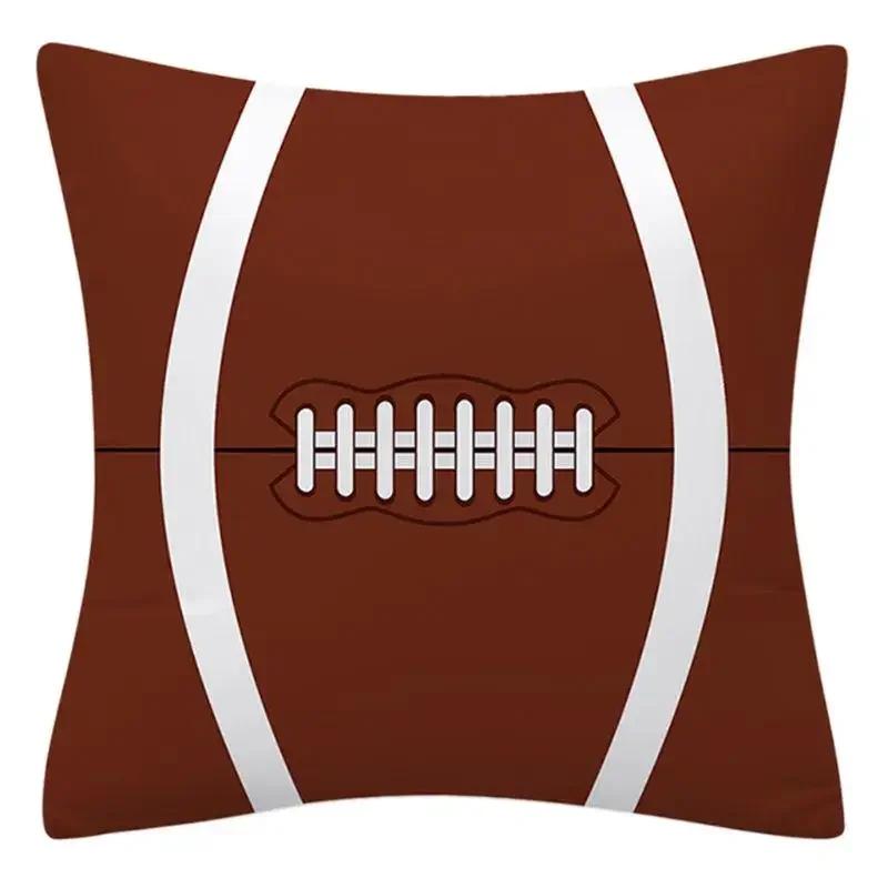 Vikama Sports-Themed Rugby And Basketball Decorative Square Cushion Cover, Suitable For Cars, Sofas, Offices, And Home Decor