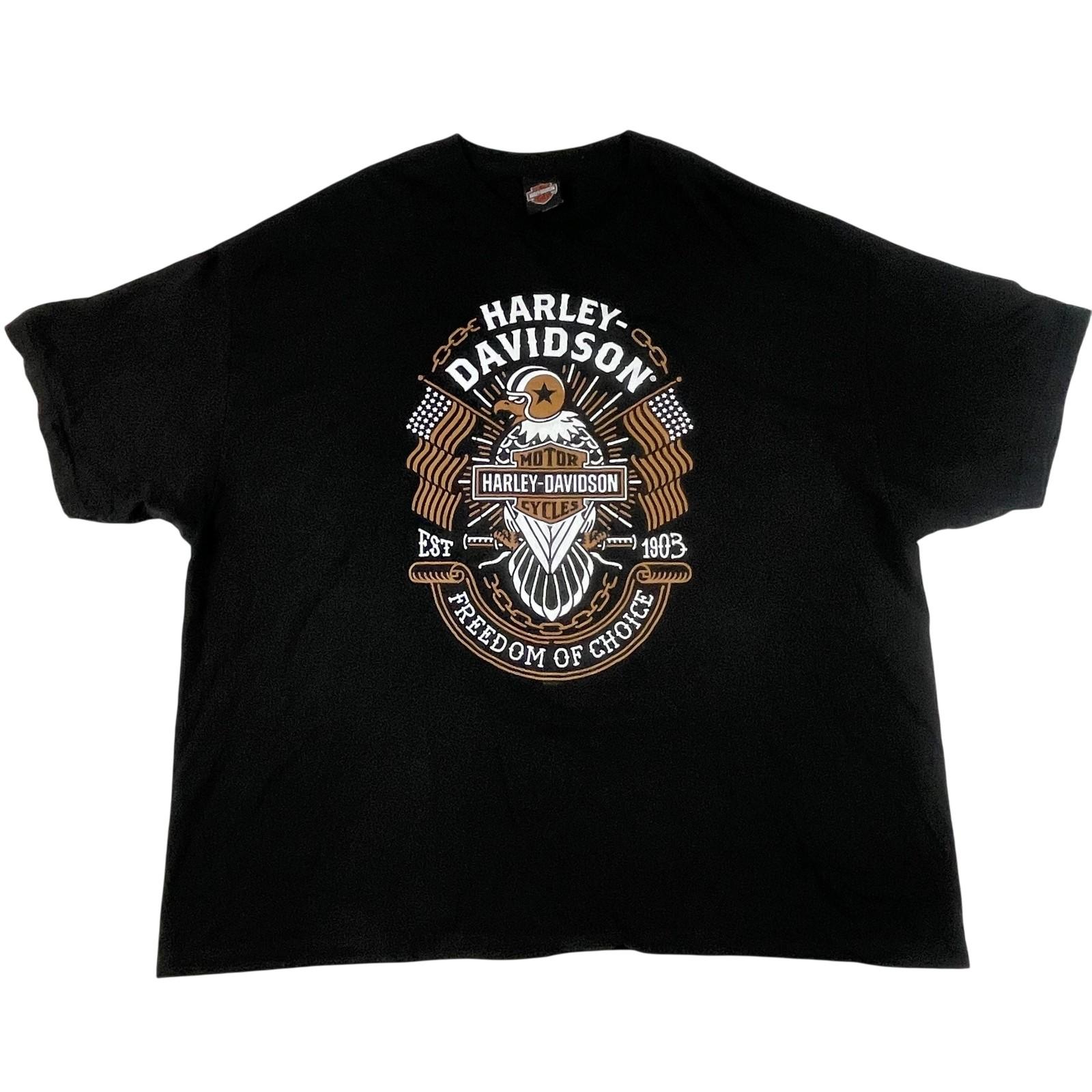 Harley-Davidson Shirt Mens 4XL Black Freedom Of Choice Eagle 2-Sided Graphic Tee Unisex T-Shirt S