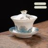 Chinese Handmade Ceramic Gaiwan Teacup Hand-painted White Porcelain Tea Tureen Travel Tea Bowl Household Teaware Accessories