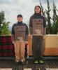 GROUNDWORK Square Man Turtleneck Knit Sweater / Navy Brown Mix