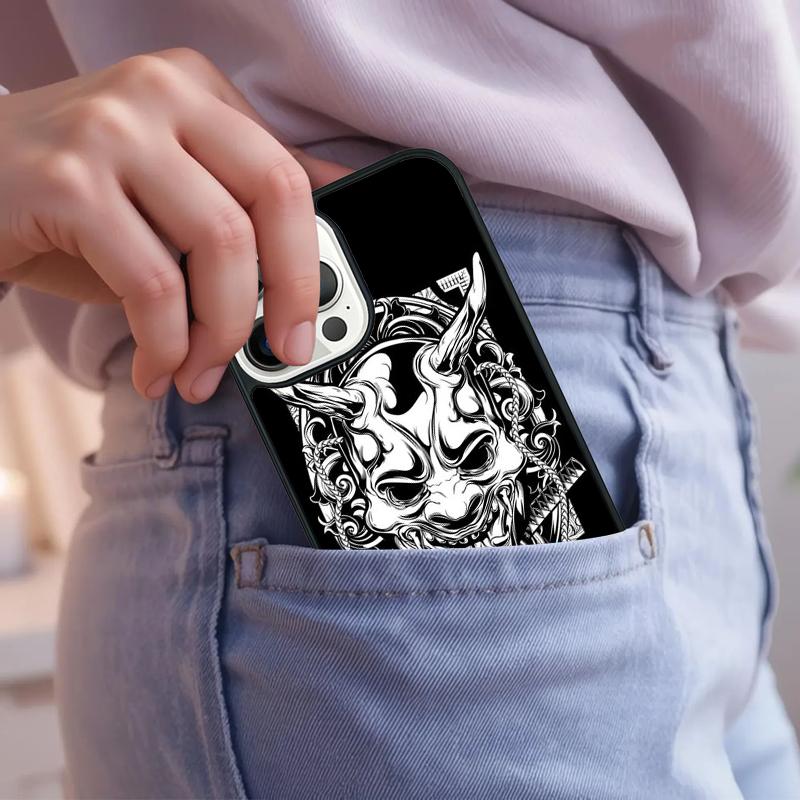 Samurai Oni Mask Phone Case For iPhone 17 Air 15 16e 14 13 Pro Max Coque 12 11 Pro Max PLUS cover