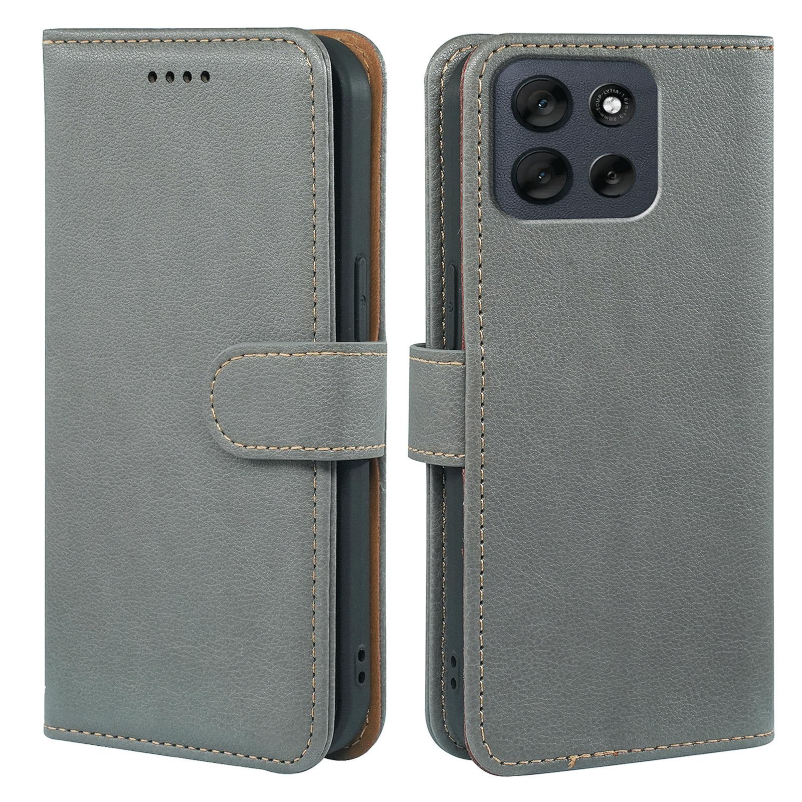 

For Motorola Moto G56 5G Case RFID Blocking Wallet Litchi Texture Leather Phone Cover Magnetic Clasp Grey