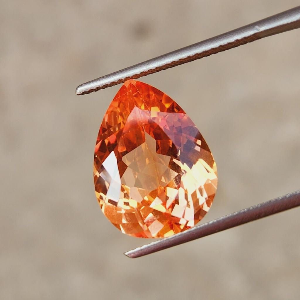 11.30 Ct Natural Certified Orange Padparadscha Pear Cut Gemstone
