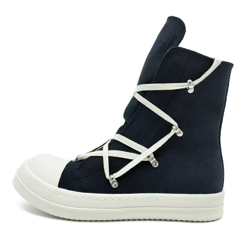 Black Unisex High-Top Canvas Skate Shoes