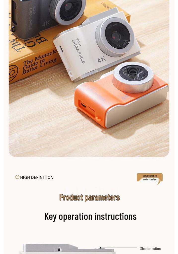 Campus Dual Lens Retro Digital Camera D05 - HD Entry-Level CCD with Front & Back Photography for Internet Content Creators
