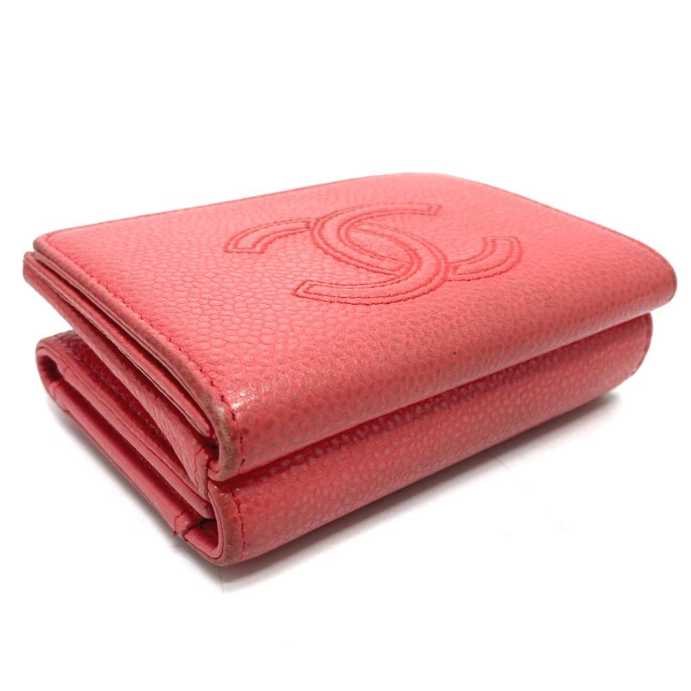 Chanel A70796 Double Snap Small Flap Wallet Compact Trifold Wallet Salmon Pink