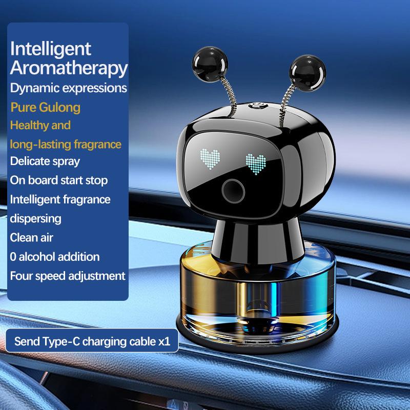 Smart Car Air Freshener AI Rechargeable Car Aroma Diffuser Smart eyes 4 Levels of Adjustable Intelligent Car Diffuser Gift