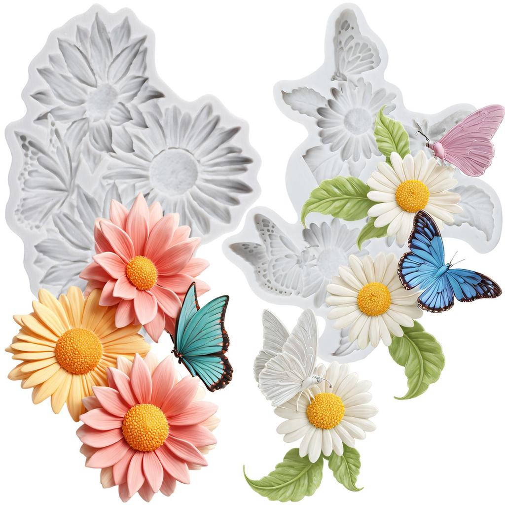 Daisy Flower Silicone Mold Butterfly Fondant Molds Cake Decorating Tools Theme Cake Dessert Decorated Chocolate Candy Mold