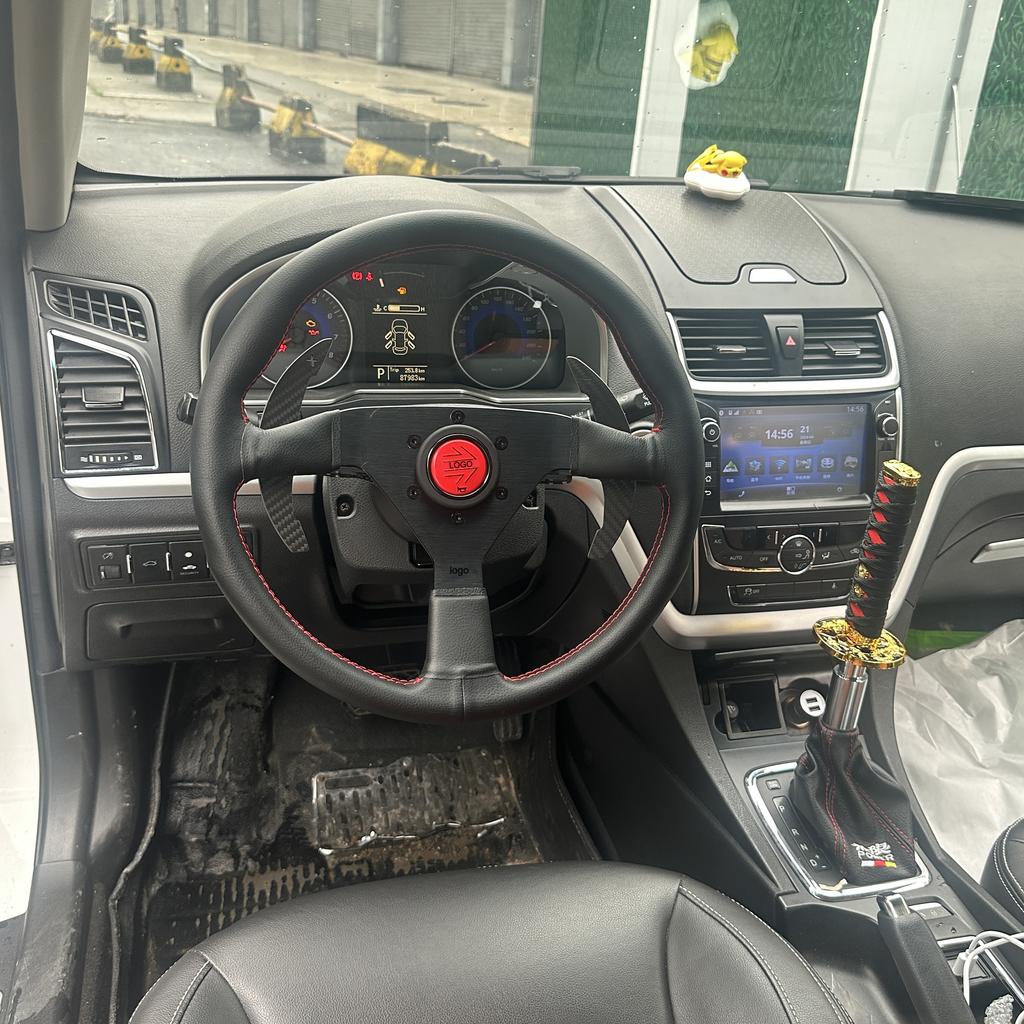 Italy V1 14inch 350mm Steering Wheel Flat Deep Dish Leather JDM Racing Sport With Horn Button With Logo