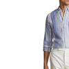 Polo Ralph Lauren Striped Print Pointed Collar Long Sleeve Shirt Men Shirts Blue 710931799-001