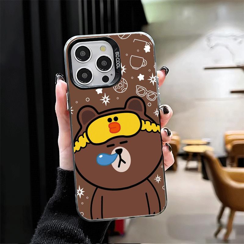 Cartoon Bear Brown Rabbit Soft Phone Case for iPhone 15 16 17 Pro Max 17Air 16E 14 Plus 13 12 Mini Shockproof Cover Back Shell
