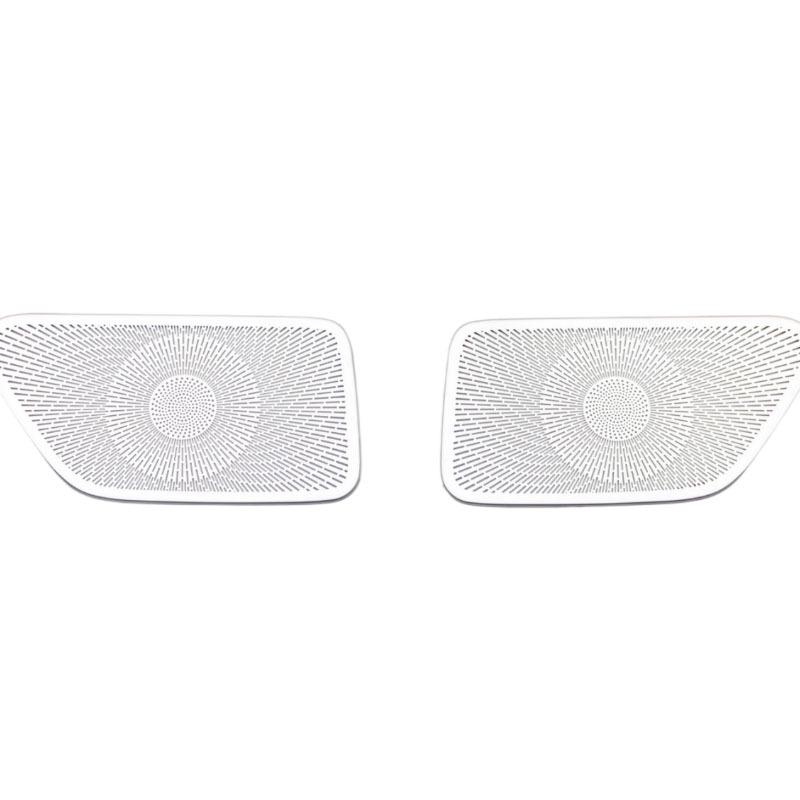 BYD Xia Stainless Steel Speaker Cover for Dashboard and Under Seat Third Row Microphone Speaker Cover [Silver, 2 pcs]