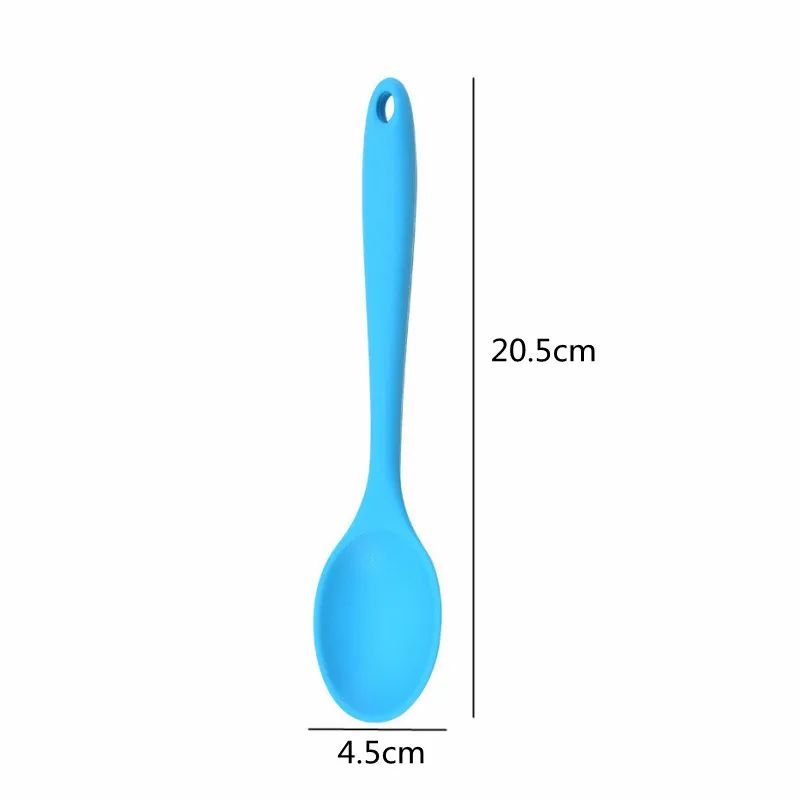 Silicone Dessert Mixing Spoon Food Grade Baby Food Spoon Long Handled Silicone Soup Spoon With Hanging Hole Kitchen Accessories