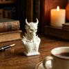 PLA Material Craft 3D Printed Demon Skull Bust Statue, Gothic Horned Skeleton Compact Figurine Figurine, Mini Desktop Ornament for Halloween