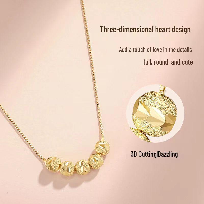 Five Blessings Chinese Clavicle Necklace: Women's Gold Bead Pendant
