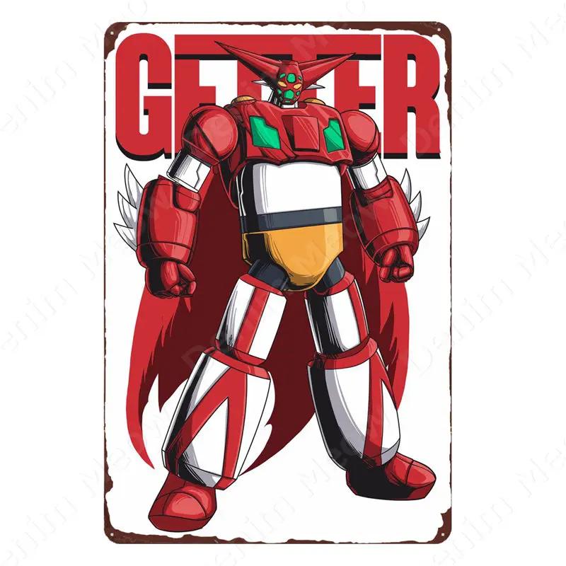Sci-Fi Animation Blechschild Vintage Anime Roboter Cartoon Filmposter Man Cave Wandplatte Schilder Dekor Shabby Garage Blechschilder