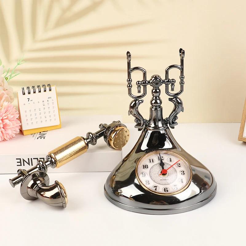 Small Alarm Clock European Retro Pendulum Creative Timekeeper Desktop Ornament For Home Room Bedside Decoration