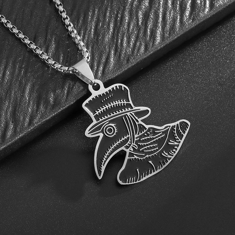 European and American Gothic Plague Doctor Autumn and Winter Sweatshirt Stainless Steel Necklace Personalized Hip Hop