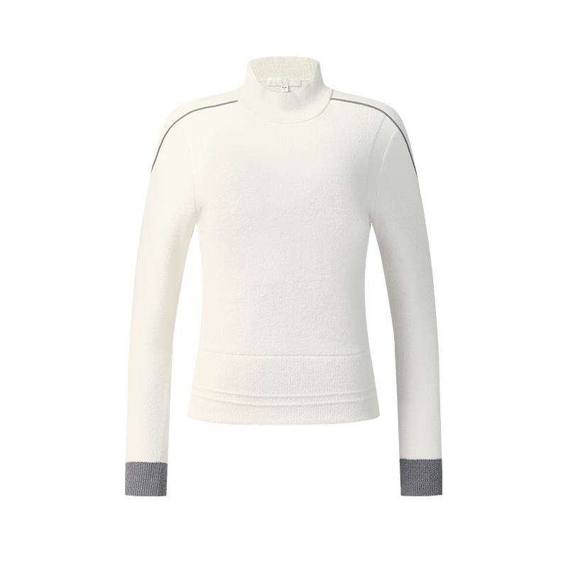 FILA Golf Series Casual Sports Simple Comfortable Versatile Knit High Neck Long Sleeve Sweater Women sweater Smoky-White A11W545415FIV