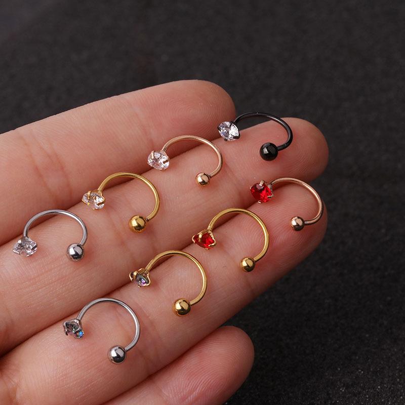 C-Shaped Zircon Nose Stud with Stainless Steel Screw