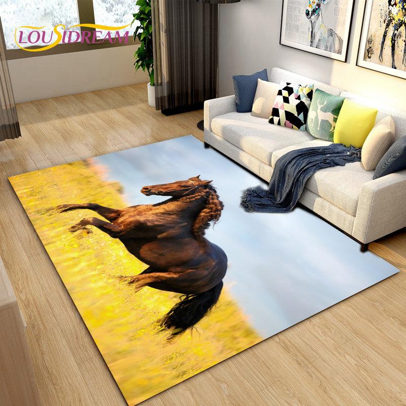 3D Animal Pentium Horse Area Rug,Carpet Rug for Living Room Children's Room Decoration,Kids Play Crawling Non-slip Floor Mat