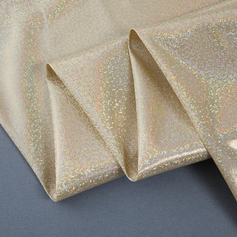 Colorful Fantasy Laser Fingerprint Dot with Gold Stamping Fabric for Stage Clothing, Tablecloths, Toys, and Christmas Decor