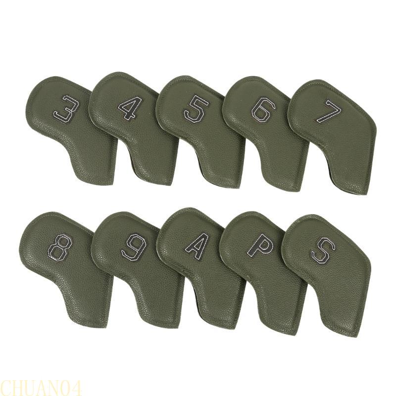 A1A2 10Pcs Wedges Iron Club Protective Headcover Putter Protector PU Leather Golfs Iron Club Head Cover Golfs Supplies
