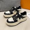 Internet Celebrity Black and White Panda Shoes Children 2025 New Sports and Leisure Two-color Thick Sole Heightening Cowhide Dad Little White Shoe