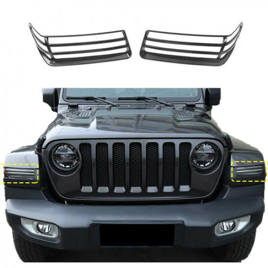 Carbon Fiber Wheel Eyebrow Light Lamp Cover Guard for Jeep Wrangler JL 2018-