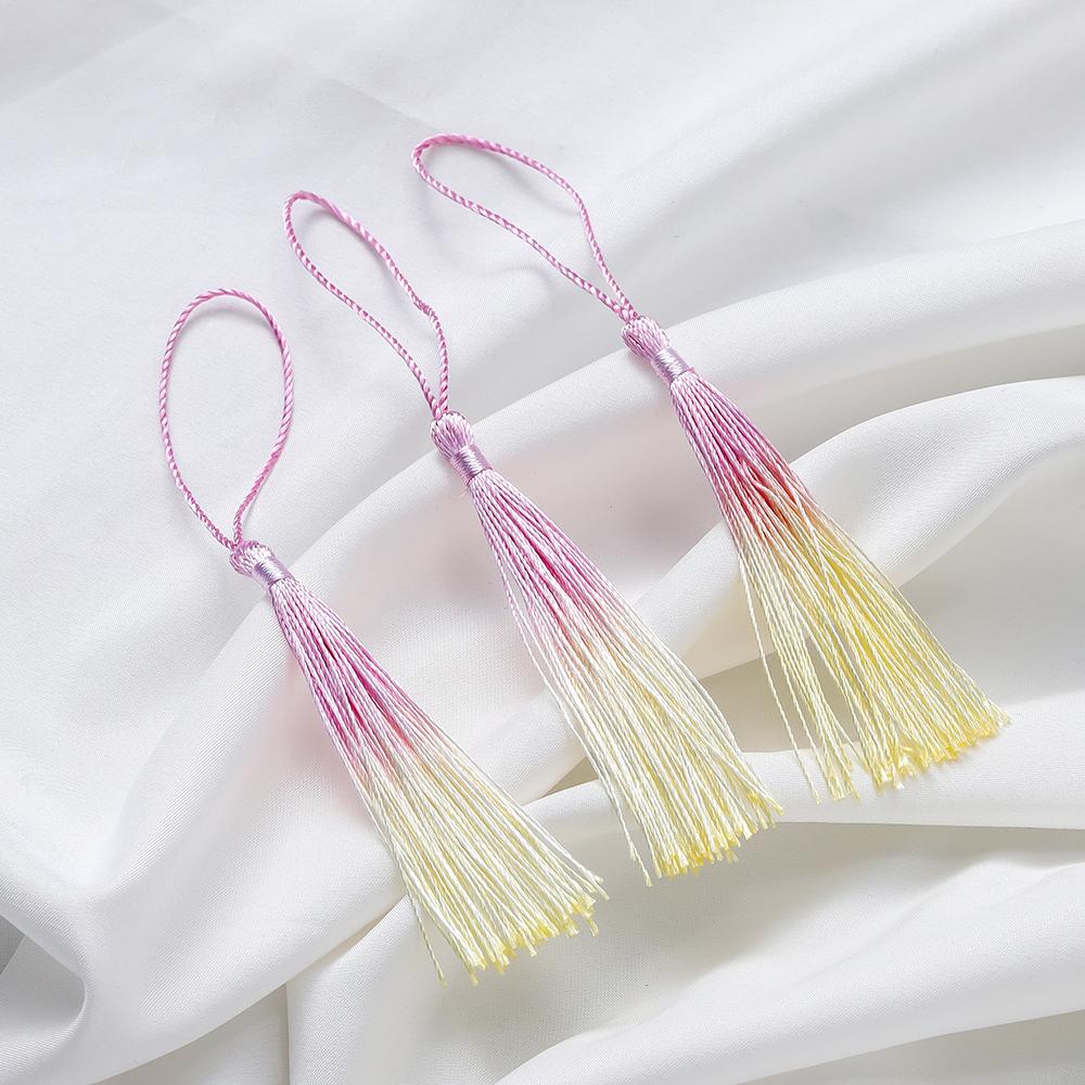 10Pcs Gradient Color 13cm Tassels Polyester Silk Tassel Fringe Crafts Jewelry for Diy Jewelry Making Pendant Decor Bookmark