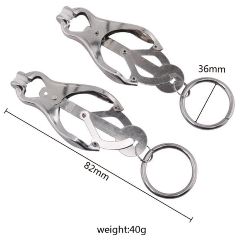 Adjustable & Soft Rubber Metal BDSM Nipple Clamps Fantasy Nipple Stimulation Vagina Flirt SM Sex Toy for Couples' Bondage Gear